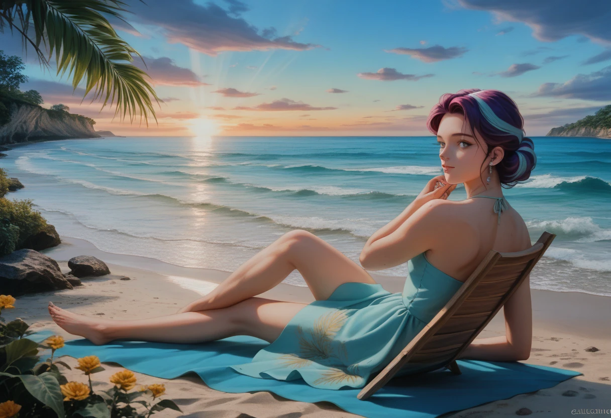 Fish lounging in beach chair cartoon 3d
