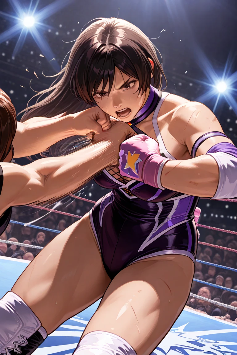 Beautiful woman、 ((Open Finger Gloves, Five Fingers)), (((Women&#39;s Mixed Martial Arts, Martial Arts)))、Fighter、和服のFighter、Brown Skin、Rin々Funny face、Fighting Pose、One Woman