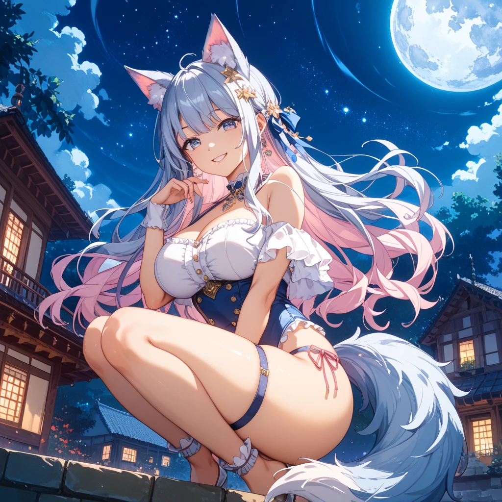 月nattaを背景に踊るお嬢様,Cover only the chest and crotch with coarse cloth,Almost naked,reach forward and backward,jump with legs apart,dance like a ballerina,castle in background,Stony ground,Futomo,Navel,fullmoon,natta,little smiling,A little embarrassing,bare-legged,星が見える美しいnatta空,hiquality,Europe,
