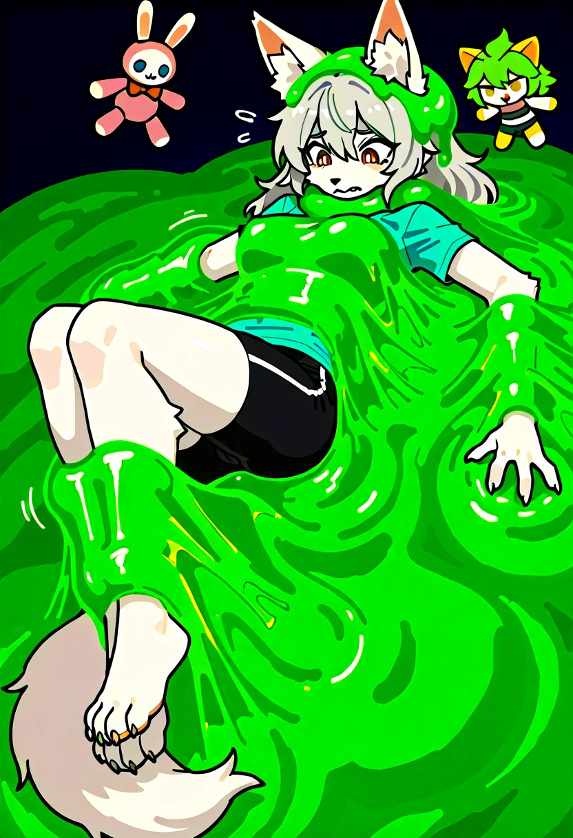 a beautifully detailed slime girl with luminous green eyes, blushing cheeks, shocked expression, nsfw, standing gracefully in a masterpiece-level illustration, ultra-detailed and high-resolution, 8k, hyper-realistic, cinematic lighting, dramatic composition, intricate details, vibrant colors, fantasy, surreal, ethereal