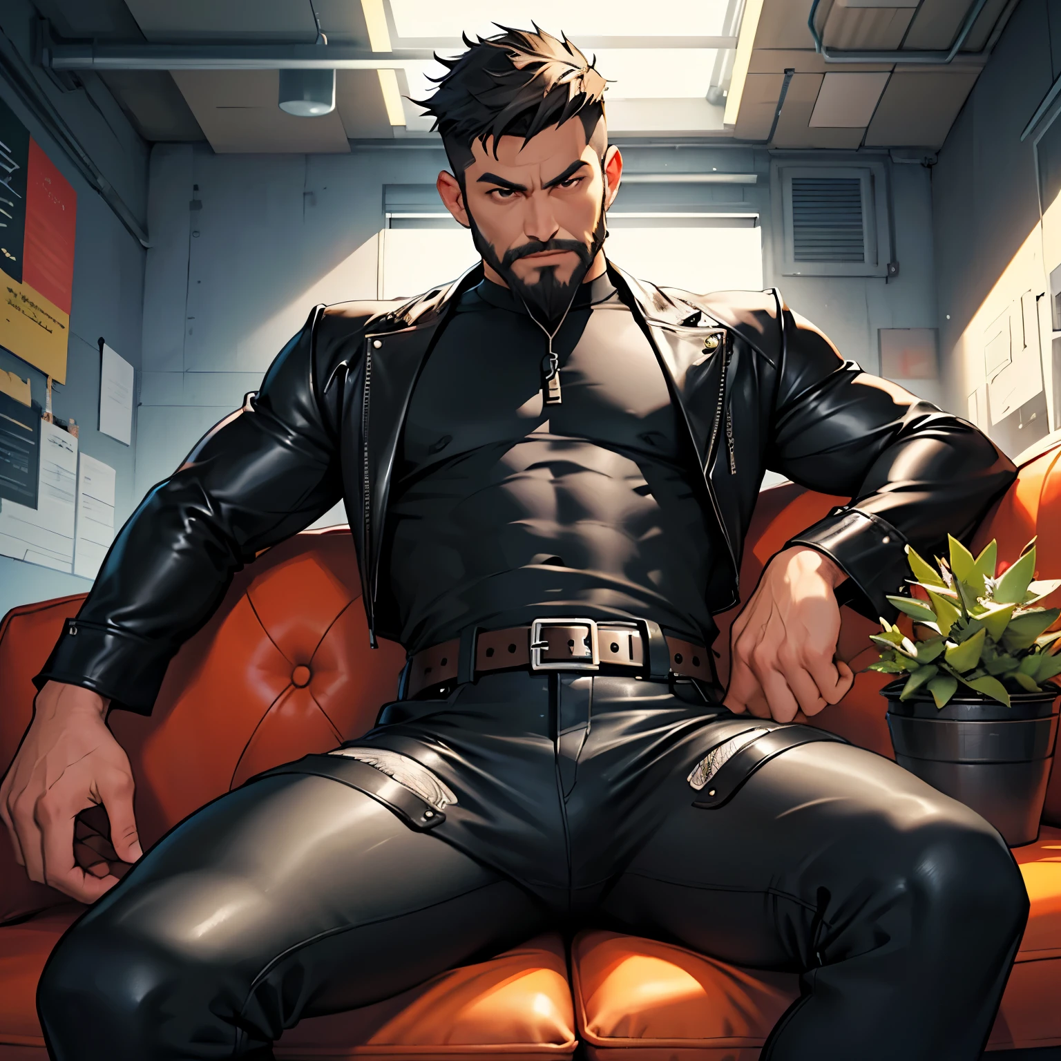 50 years old,Dad,Shiny single-breasted suit,Open your legs more, Black Belt,Black socks,Black leather shoes.logic, Gay ,Black Hair,Short Hair,Thick eyebrows,Stubble,Asian Faces,Masculine,Capable person,Bulging in the crotch area of pants,Erotic