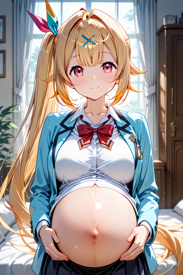 Young girl pregnant A standing wearing glasses Very soft breasts cute cute