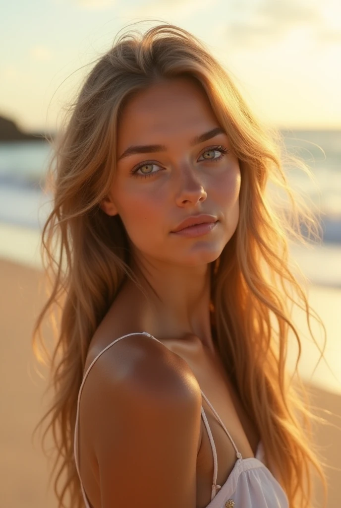 mdnn, (infoque nítido:1.2), portrait, intractive young woman, (beautiful face:1.1), detailed eyes, delicious lips, (eye makeup:1.2), (tight body:1.2), exhausting (flowery dress:1.2) in (the beach:1.2). (morning sun lighting:1.2), depth of field, bokeh, 4k, HdR. by (James C.. Christinsin:1.2|Jeremy Lipking:1.1).