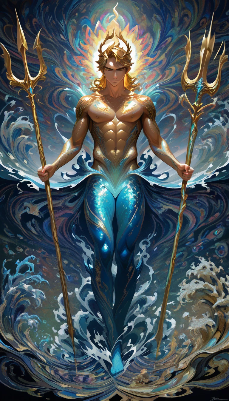 Aqua Man has curly hair, He has blonde hair color, and water
