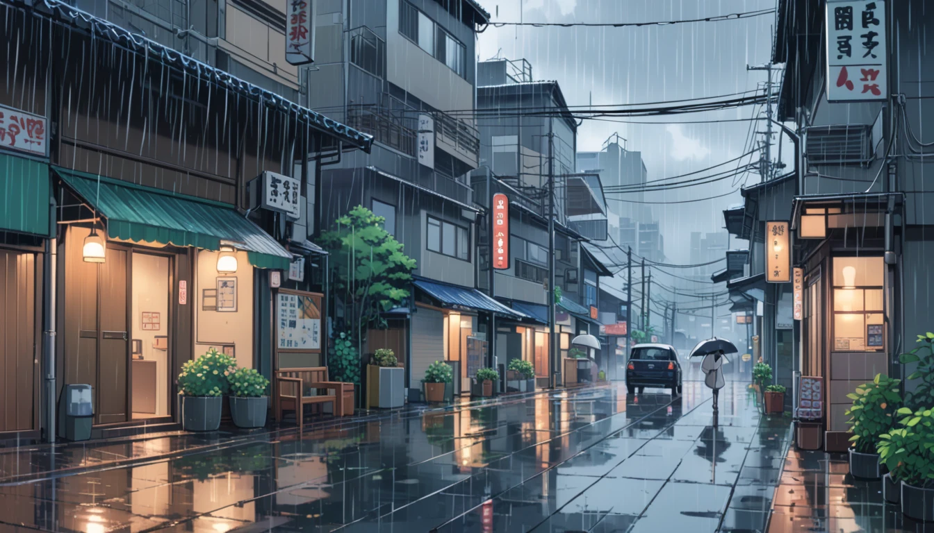 anime-style, 8k, magnificent ultra-detailed rainy day
