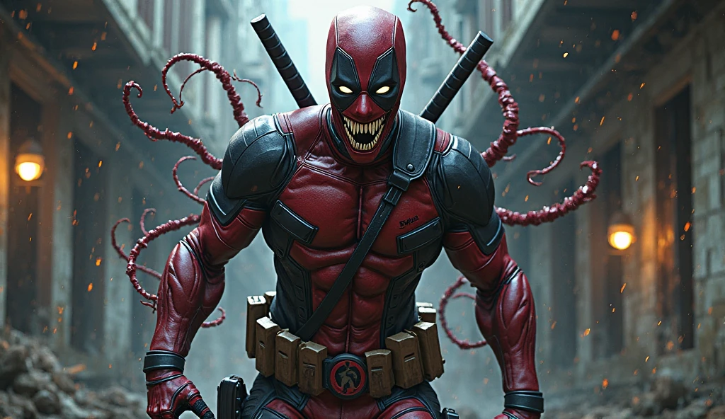 Deadpool, Superhero, Tentacle entanglement, monster breeding, wet, slime, tentacles, slimy tentacles, monster and human breeding, Deep into the mouth, pectoral
