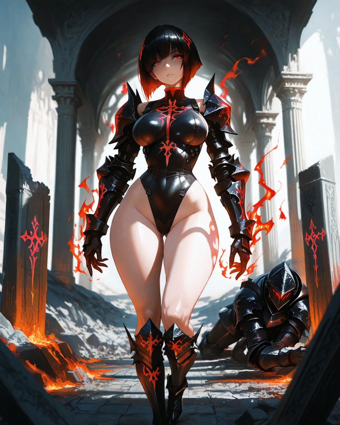 Mortal Kombat, (full body image:2), (1Princess Zelda+standing), (large breasts:1.5), (Wearing Mortal Kombat Game Character Scorpions:color:black+yellow detailsExtraordinarily tight on body:1.5), (she's inside a graveyard tonight, raining very hard:1.5), (blue eyes:1.3), (short green hair:1.3), is looking at the viewer, holding a Katana, attached to a chain, she's nervous, Eye-Level Shot, Mortal Kombat Style, 16k, best quality, high detail, UHD, masterpiece, anatomically correct