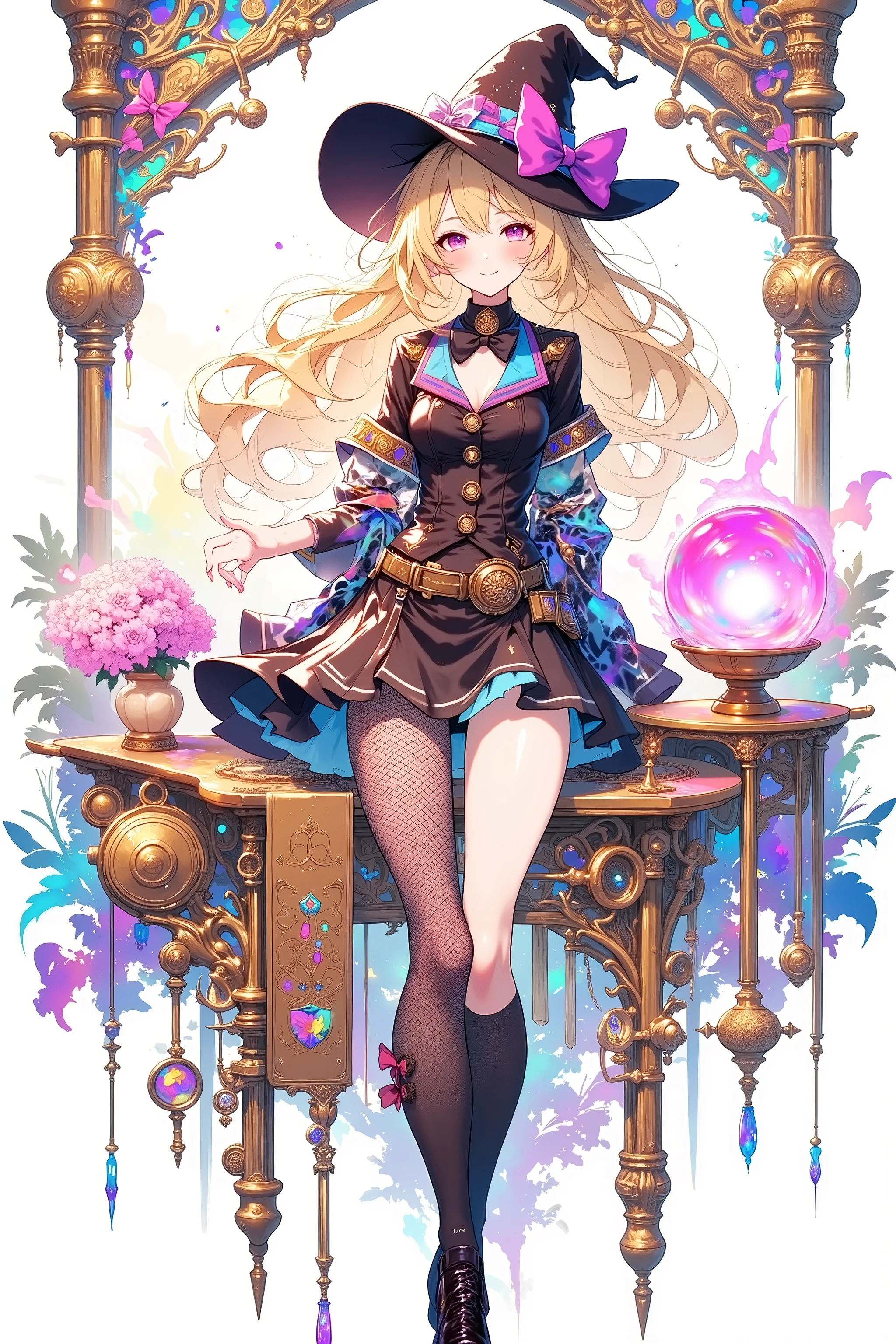 tarot card style、Wear an aura like a pale aurora、Wear an aura like a pale aurora that makes a ball made by magic light up in your right hand、 Wizard Outfit、The Wizard of Darkness、Dark Magic、An overall dark and meaningful work、red eyes