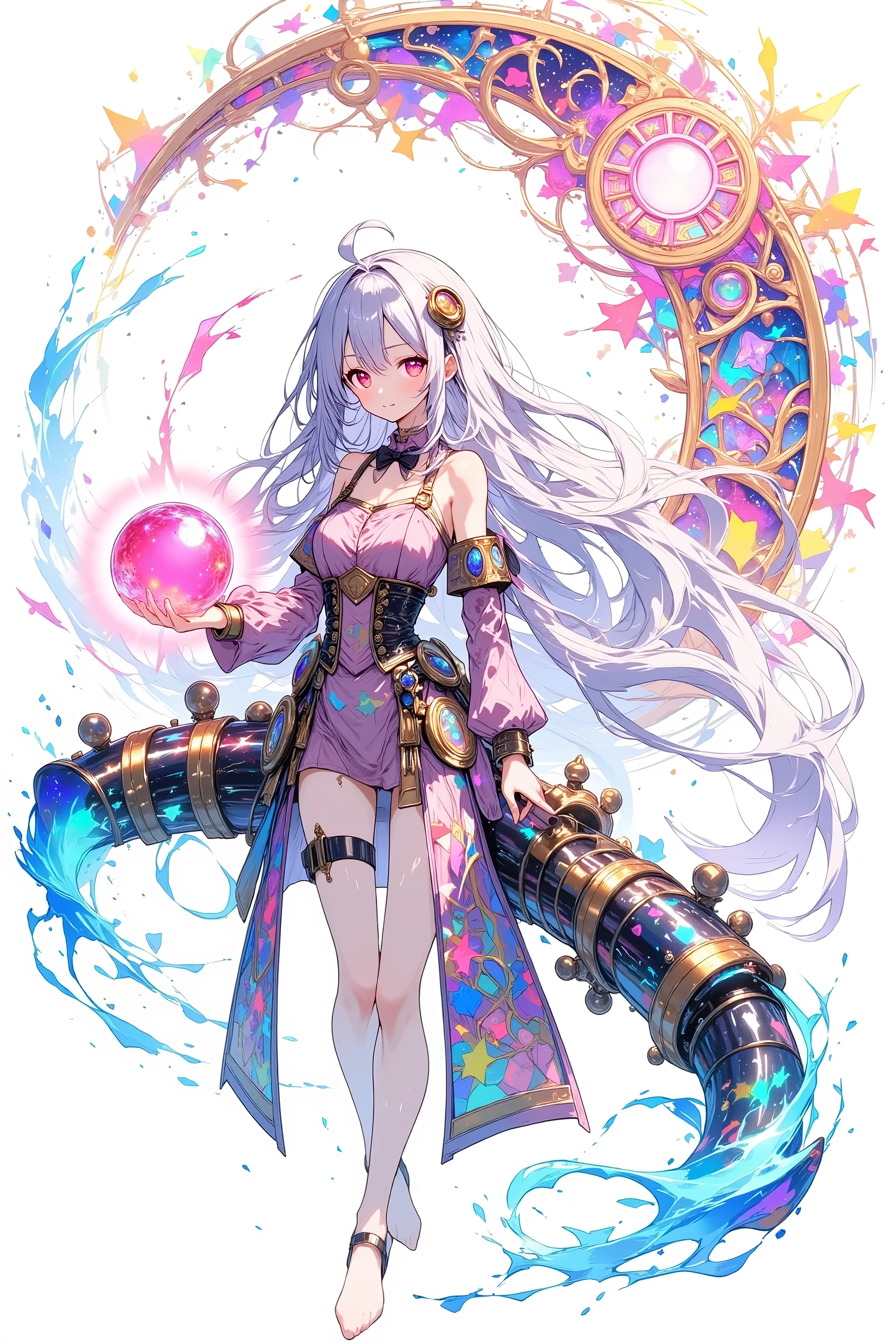 ((Tarot Cards)), Wearing a pale aurora-like aura, glowing a ball made with magic in his right hand, a wizard costume, a dark magician, dark magic, a dark and meaningful work that is generally dark, red eyes, a magic circle background