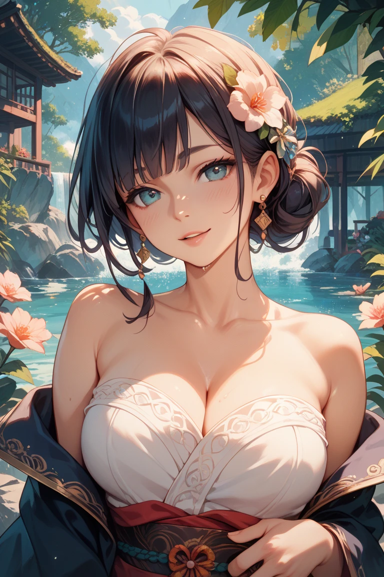 Yun Jin Genshin Impact, Iwhole body, (NSTDA.:1.2), (10, beste-Qualit, master-piece: 1.4), ultra-high resolution, (lifelike, photorealistic portrait: 1.48), 20 age, Cute Girl, (Look neatly through the bikini:1.11), Famous Japanese actors, Beautiful breasts, Blue Eyes, Head tilt, cowboy shot, from the side, looking at the audience, expressionless, Beautiful lake, Zeiss 150mm F/ 2.8 Hasselblad, Whole body, foot, Ultra-Wide Angle