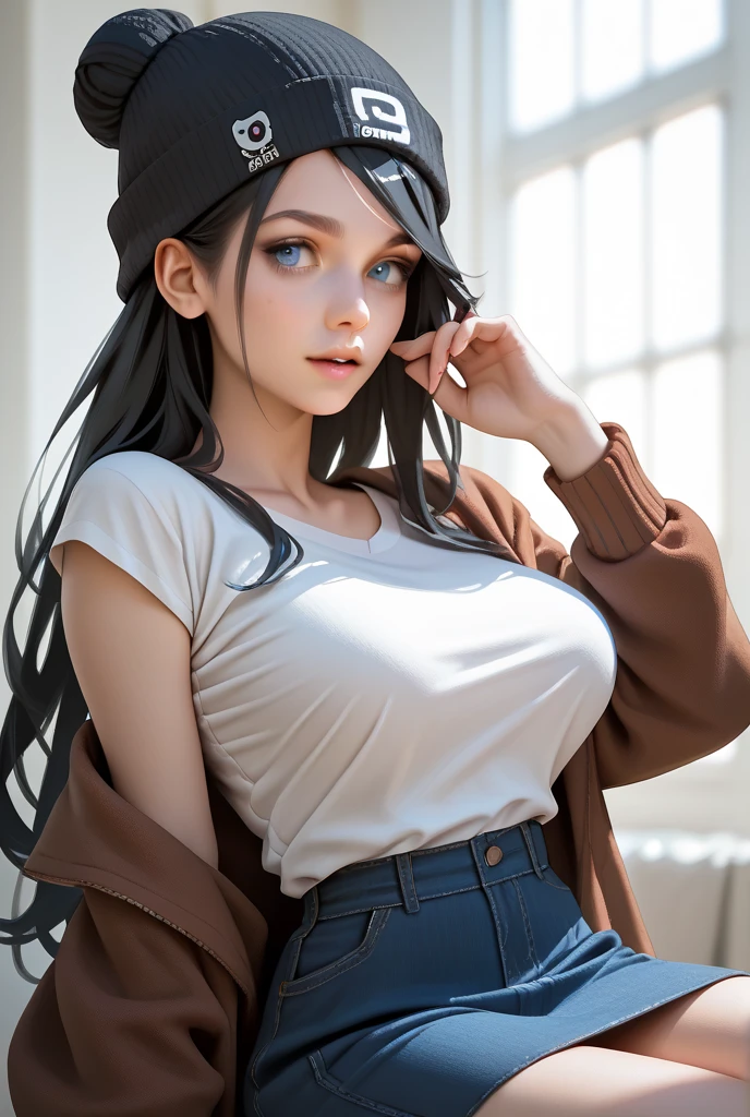 (Masterpiece:1.2), (Best quality:1.2), close up, Excessive realism,Highest levels,Absurdities,Very detailed,a volume,Dramatic lighting, 1girl,Detailed eyes,Face, ((leaning, sensory)),a most beautiful boring woman with long Dark blue hair, (Dark blue hair), (Glowing blue eyes), Wearing a disproportionately long shirt and shorts, Taking pictures on the sofa in a beautiful room, Pops of color, Trending on Pinterest, Tumblr, 3D, Character design, Moving, Beautiful, cute Face, A fatal woman, sensory, Less expressive style, 2D rendering, 4K, Very detailed, Nice cool, Boring expression, photo shoot , Precision hands, realistic hands, Side lighting,