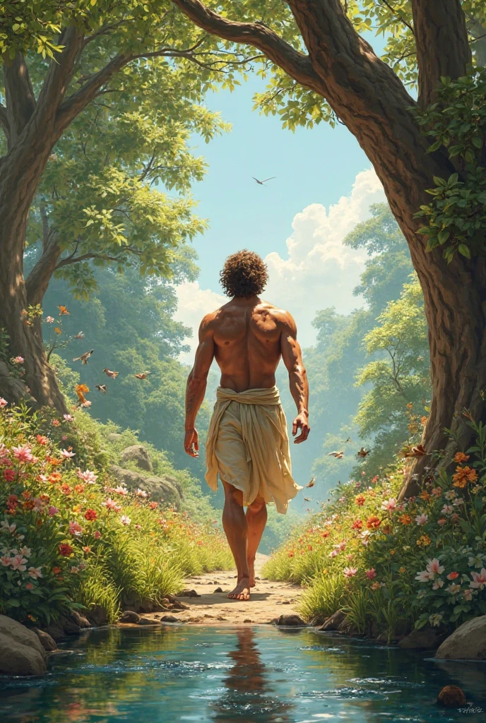 fullbody, A young, latino, handsome, shirtless, pantless, barefoot, fullbody, athletic fitness toned body, playing a ciello, symbolizing a timeless connection between past and future. vibrant colors. vibrant colors, MASTERPIECE by Aaron Horkey and Jeremy Mann, masterpiece, best quality, Photorealistic, ultra-high resolution, photographic light, illustration by MSchiffer, fairytale, Hyper detailed