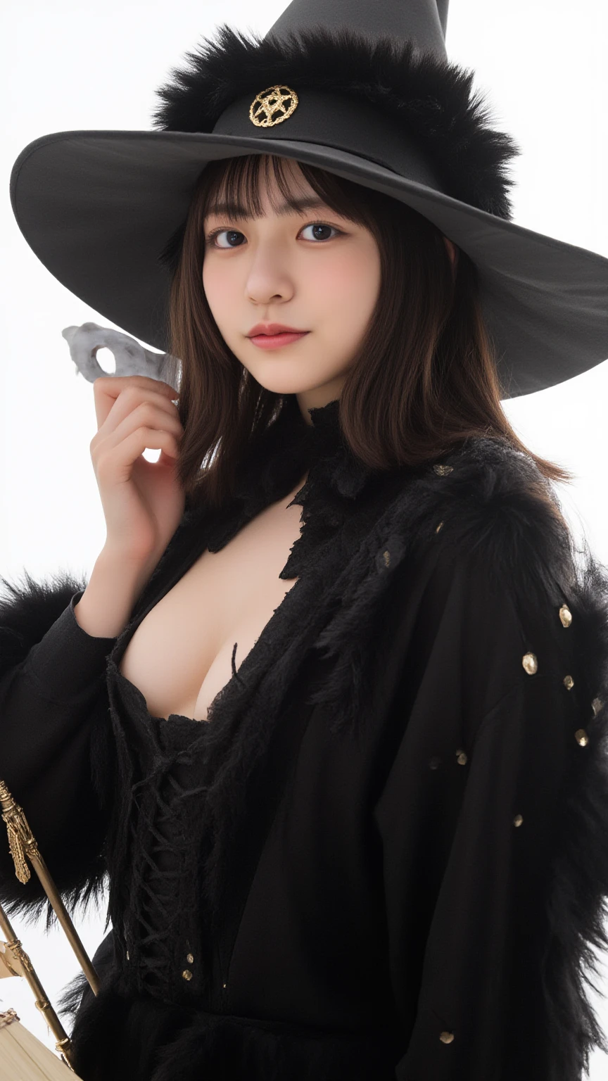 (highest quality, masterpiece, 超A high resolution), perfect dynamic composition, professional camera work:1.4, Highly detailed skin and facial textures:1.3, Cultivate the effect of light, Super detailed, Half-naked and exposed breasts, ((night view, moonlight at night)), model body shape、topless、expose one's chest、I can see your nipples、 nipples are erect、cocked ass、pretty face, (fascinating look:0.8, A taste of beautiful eroticism:0.7),sexy pose、 necklace、beautiful thighs、looking at the viewer、Eyes that invite the viewer、open your legs、gloves, witch hat, hat 花, Thighhighs, Rose, purple capelet, whole body,model body shape、 (detailed face:1,5), (fine eyes:1.5),pubic hair