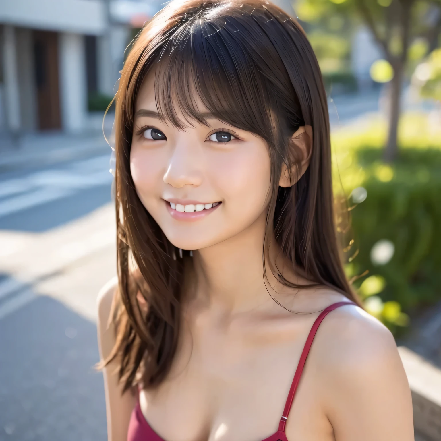 masterpiece,best quality,(Japanese ),((Beautiful girl)),cleavage,indoor,(perfect body beauty:1.2),(shy smile),beautiful teeth,
