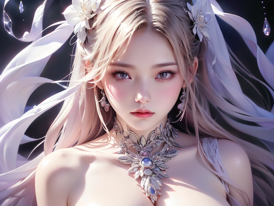 (masterpiece), best quality, expressive eyes, perfect face, beautiful teenage girl, rosy cheeks, shiny lipstick, clean bright white skin shining, perfect round breasts, gigantic breasts, firm breasts, prominent nipples, beautiful white girl, rosy cheeks, makeup, big eyes, sharp nose, glossy red lips, huge round breasts, pure white bright shining skin, huge breasts, raised both hands, smooth white armpits, navel, xiaorouseeu, naked, pussy, perfectly round breasts, unaligned breasts, fake tits, breast implants, hair bangs