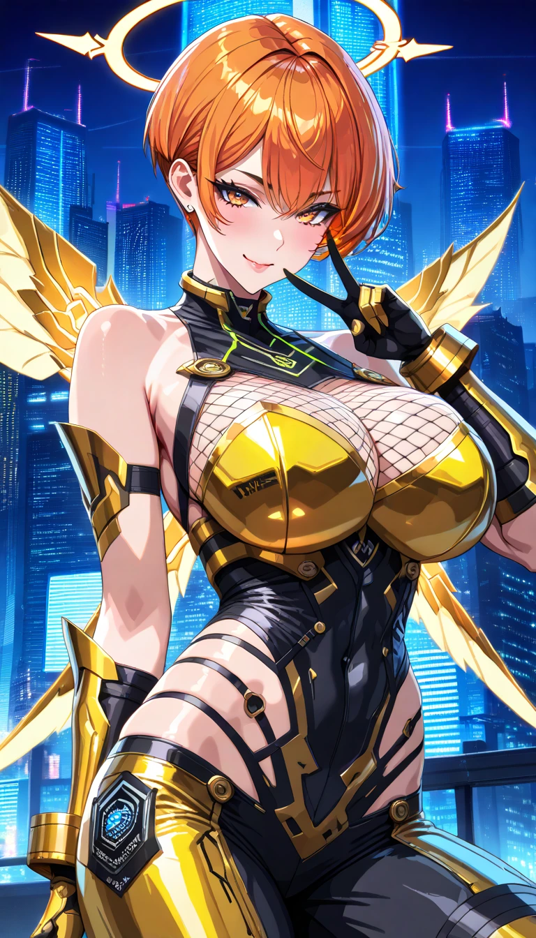 Masterpiece++++++, alone, fusion satin and insanely shiny wasp yellow exoskeleton bio insect leotard, yellow and black striped boots, wasp transparent wings, wasp antennae, honeycomb print, yellow and black striped fur, evil smile, cruel laugh, open mouth, black striped yellow hair, large breasts, dark heroine, villain, dynamic pose, battlefield background, (clear details of the scenery)++,