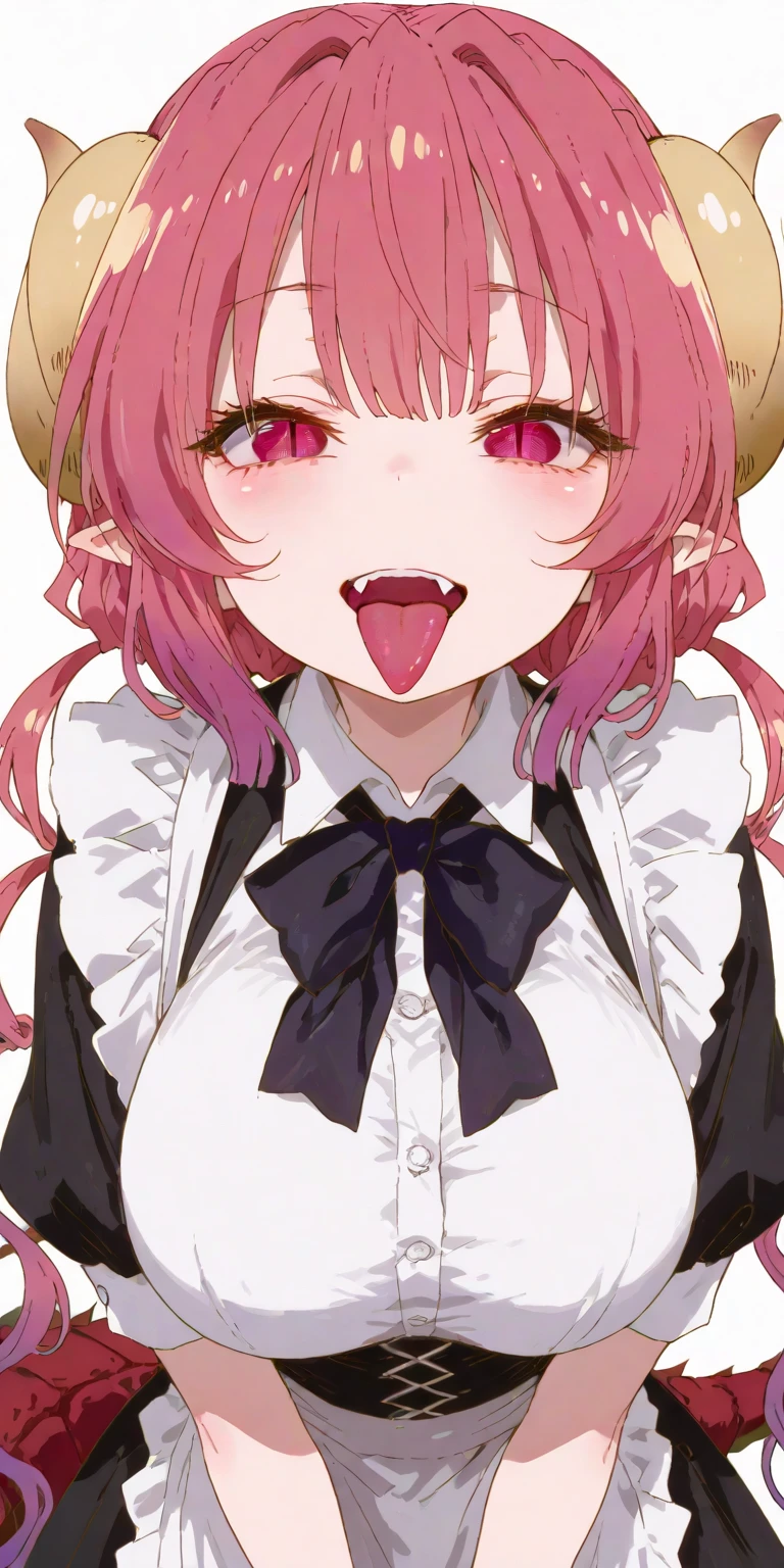 Ilulu from Miss Kobayashi's Dragon Maid, Miss Kobayashi's Dragon Maid style, open mouth, giant tongue, licking a popsicle