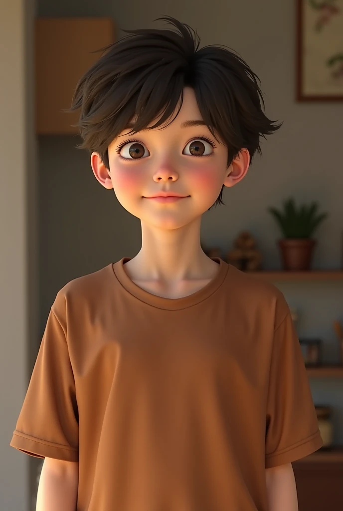 A boy wearing a small red sleeveless shirt