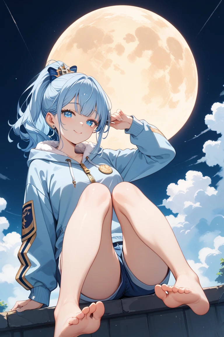 highest quality, 1 girl, (sailor mercury),light blue hair, (black eye:1.2),((Bunny girl))、((leotard))、((happy look))、((full moon))、(((pantyhose)))、((short hair hair))、((white long gloves))、((open your legs))、((Bunny ears))、((Tierra))、((heart mark, The toes are growing, blush, seen from below, ant's eye pov))