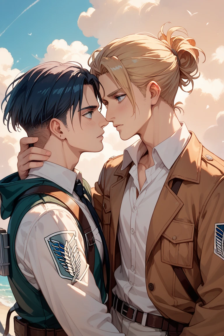 score_9, score_8_up, score_7_up, source_anime, 1girl, 1boy, hellsing, seras victoria, kissing, light brown skinned male, black haired male, dark skinned male