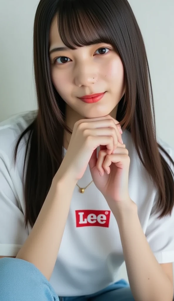 (alone), (Detailed RAW photos of the girl's whole body), (masterpiece:1.0), (Highest quality:1.4), (Ultra-high resolution:1.2), (Realistic:1.4), 8k resolution, Canon EOS R5, 50mm, Absurd, Super detailed, (18-year-old), Sharp focus, Cinema Lighting, Beautiful face in every detail, (compensate:1.2), (Urzan-6500-v1.1), shape, Detailed skin texture, Pale skin, Flat Chest, (A lean and healthy body:1.3), Thigh Gap, Detailed black hair,smile, (Play sports often)Realistic glowing skin, (Bedroom:1),Slim waist, 魅惑的なsmile, alone