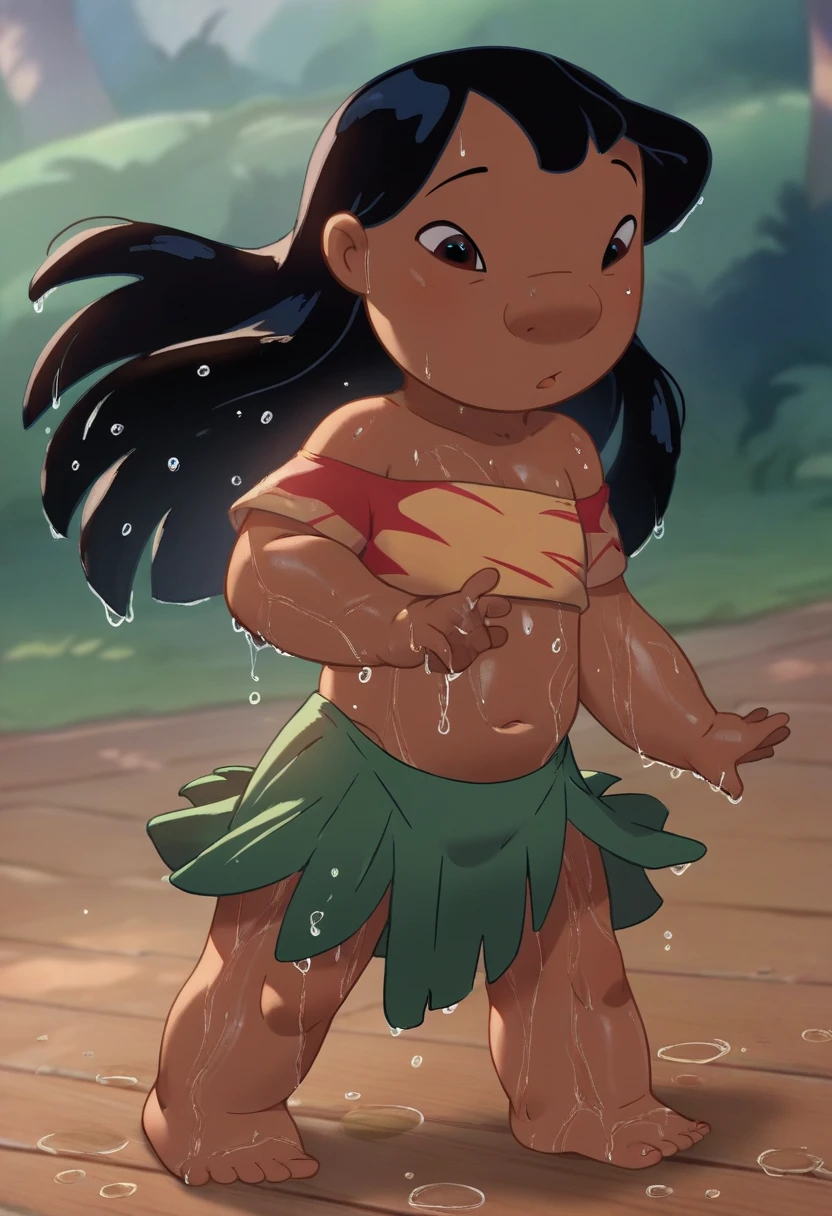 rating_explicit,source_cartoon, lilo_pelekai, 1girl, little_, female_childll_body, palm trees, standing, nude body,ctive smile, wet skin, score_9, score_8_up, score_7_up, score_6_up, score_5_up, score_4_up, hands on head, pussy juice, ln sand, lies on side, pussy, anus, arouseductivele,
