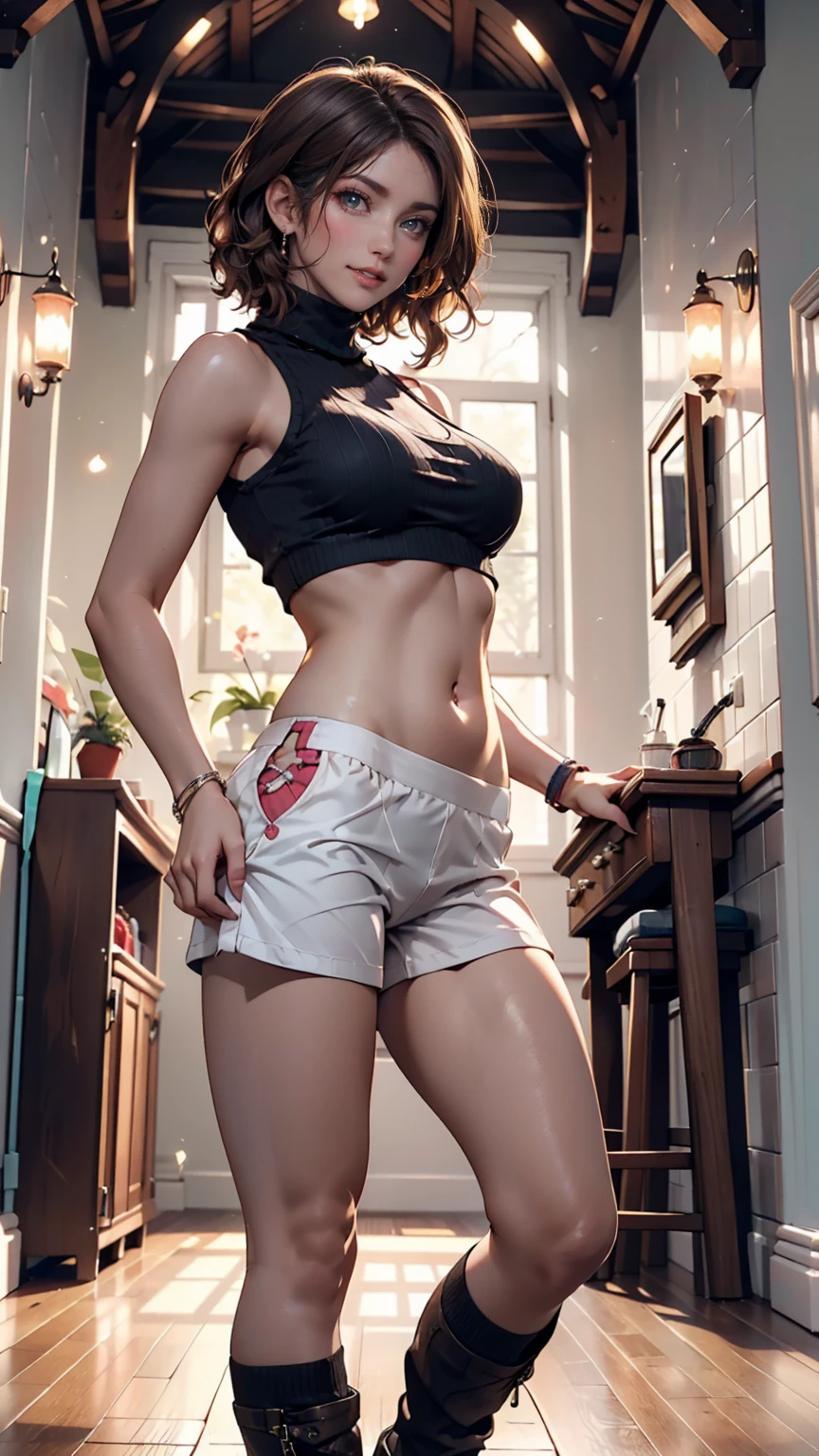 (masterpiece, highest quality:1.2, whole body), 1 girl, alone, lean body, thighs, feet, abs, groin, Wedgie, fighting in sweat, Blood stains all over the body, 