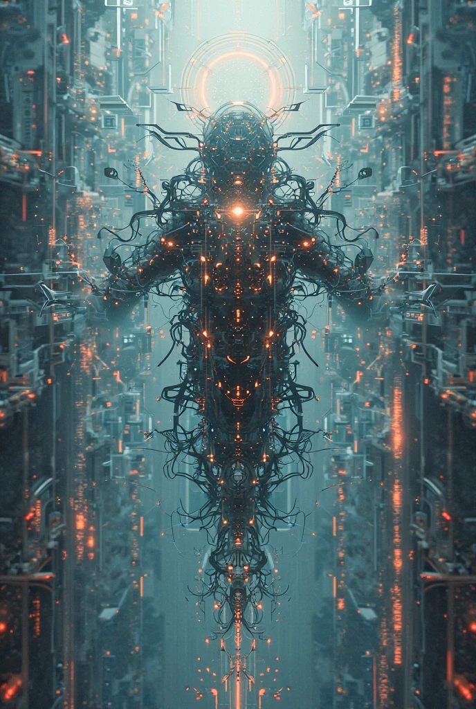 Best quality, Masterpiece, 超高分辨率, (photograph realistic:1.4), surrealism, Dream-like,fusionart, mystical humanoids, dark ethereal magic, humanoid dream control, cybernetic stealth, shadow step, dark machine spells, crystal razor blade,