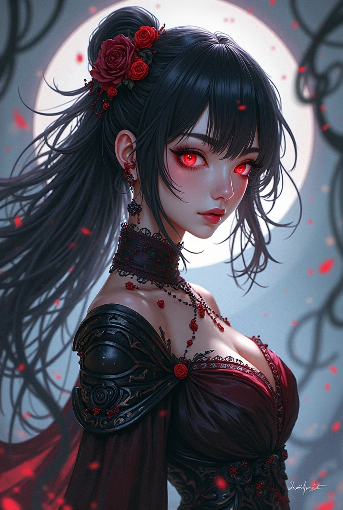 Analog style, ((intricate details)), full torso shot, cold light, beautiful legs, standing (pale gothic evil princess), (black hair), (intricate), ((bony light onyx dress)), (complex jagged obsidian crown), smooth thighs, perfect female body, dynamic pose, wind blown hair, perfect face, (realistic eyes), round irises, (((red eyes)) ), perfect eye, intricate, intricate, Helios 44-2, swirly bokeh, trend on artstation, sharp focus, studio photo, intricate detail, very detailed, sharp, dnd portrait, (cloth surface oil painting), perfect lighting, masterpiece, detailed background, portraits of artgerm and greg rutkowski, film lighting, 8k