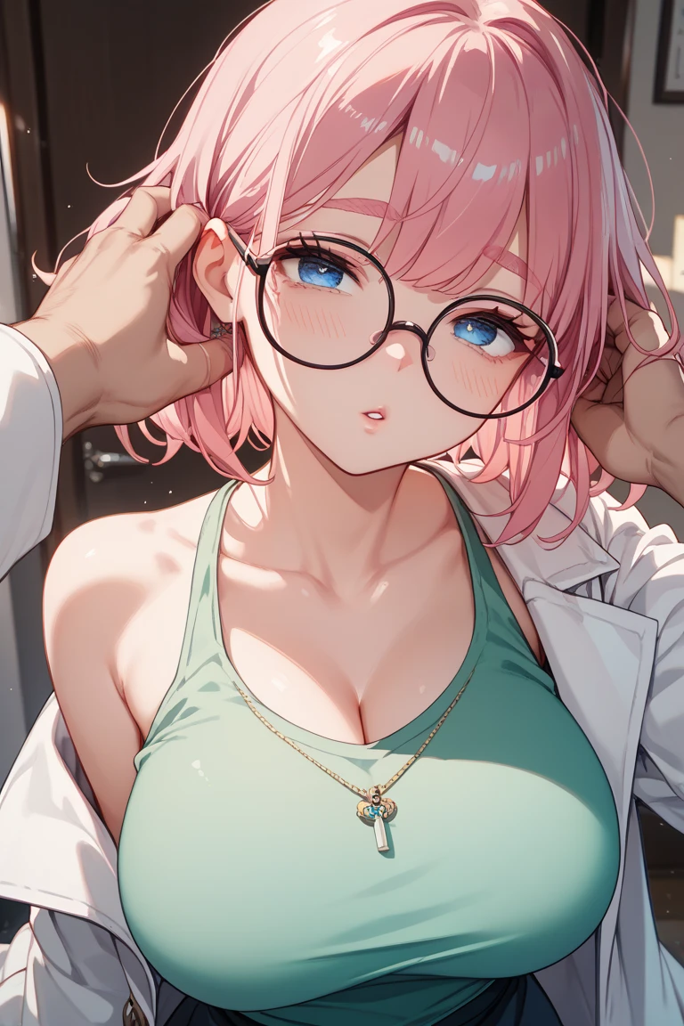 NSFW、(((Angel in underwear:1.2))(((Angel wings:1.2)))(((Cowboy Shot:1.2)))(((A slight smil:1.2)))(((Spotlight:1,2)))Official fine art,master piece,Hyper-detailing、octan render、masterpiece、top-quality、Official art、illustratio、ligne claire、(Cool_Color)、perfect-composition、focal、acurate, Anatomically correct、 hight resolution, Beautiful detailed glow, masutepiece*Portrait, 3D Face, Realistic, (masutepiece: 1.3), (max resolution: 1.2), (Ultra HDTV: 1.2), cinematric light, 8K resolution, phi ,masterpiece、top-quality、Ultra Detail、 ((A pink-haired:1.2))), (((Platinum pink eyes:1.2))), (((slightly pointed ears:1)))、(((Red glasses with slightly thicker frames:1.2)))、(((Incredibly beautiful hair:1.2)))、(((shiny lips: 1.4)))(((Blunt bangs:1.2))), (((Short bob hair:1.2))), Beautiful face, acurate, Anatomically correct, Highly detailed facial and skin texture, Detailed eyes, Double eyelids, tthin eyebrows、 pale skin, Lustrous skin all over the body, Perfect face,Always detailed face and skin texture, Detailed eyes, Double eyelids, Thin eyebrows,Natural cheeks, Glossy skin, Fair skin: 1.2, (Glossy lips: 1.4), (((12year old:1.2)))、(((sixteen years old:1.2)))、(((High school students:1.2)))、(((The most beautiful girl)))、(((beautiful a girl)))、(Almost an adult woman)、(Height 160cm)(little blush)、(Beautiful face)、(Beautiful, Glamorous and cute beauty 1.3),
Delicate and beautiful hair, Delicate and beautiful eyes and face, (Beautiful gorgeous cute western woman:1.3),(((large full breasts:0.8)))(((Very beautiful face))))(((long lashes))))(((Circular twinkling eyes)))(((Glossy and glossy lips)))
(((Cheeks with a slight reddish tinge:0.8)))(((Neat and straight nose bridge)))