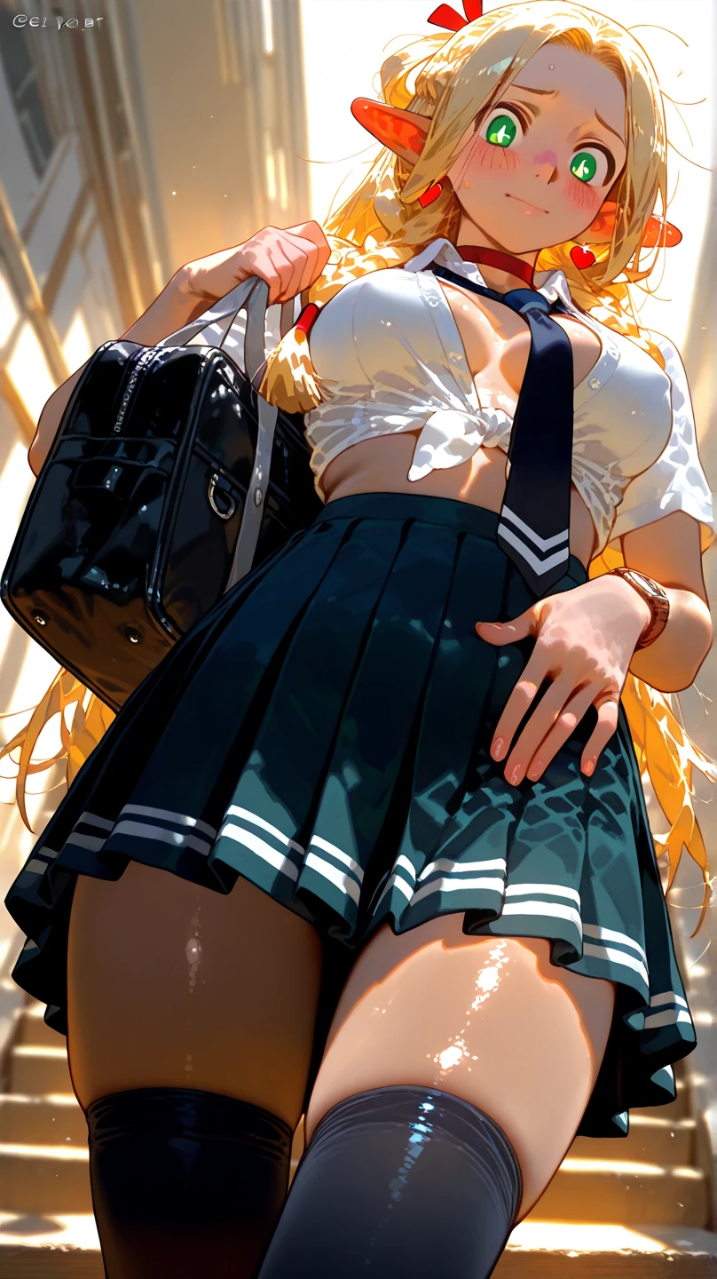 Solo, (1girl), single, single, ((pink and white panties))), (((skirt lift))), ((hold the skirt)), school uniform, Exposed thighs, (cowboy shot) , girl with:With a girl standing in class_room、hair is black ,Tied with a ribbon。The face is round and cute。 ((Her hands are holding onto the skirt)) Overreaction:The girl's surprised expression was、Impossibly overreacting,(bashful, embarrassed), (graffiti murals wall background:1.15), brilliant colorful paintings, against wall,
