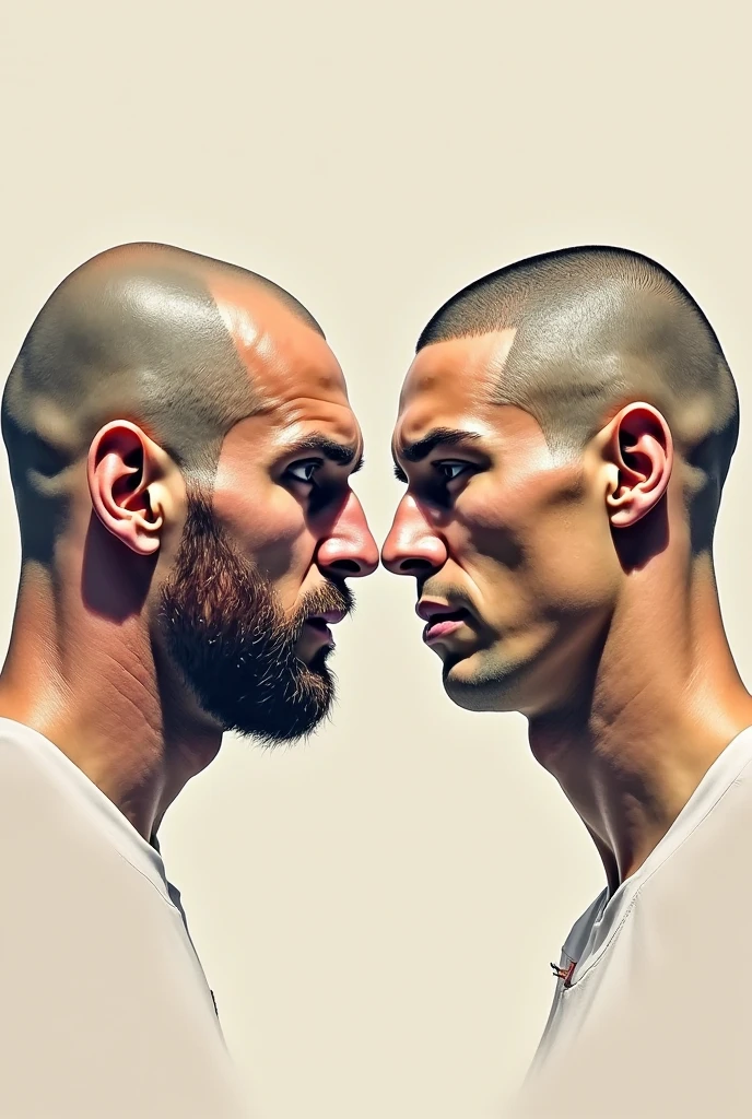 Two hot bald men kissing