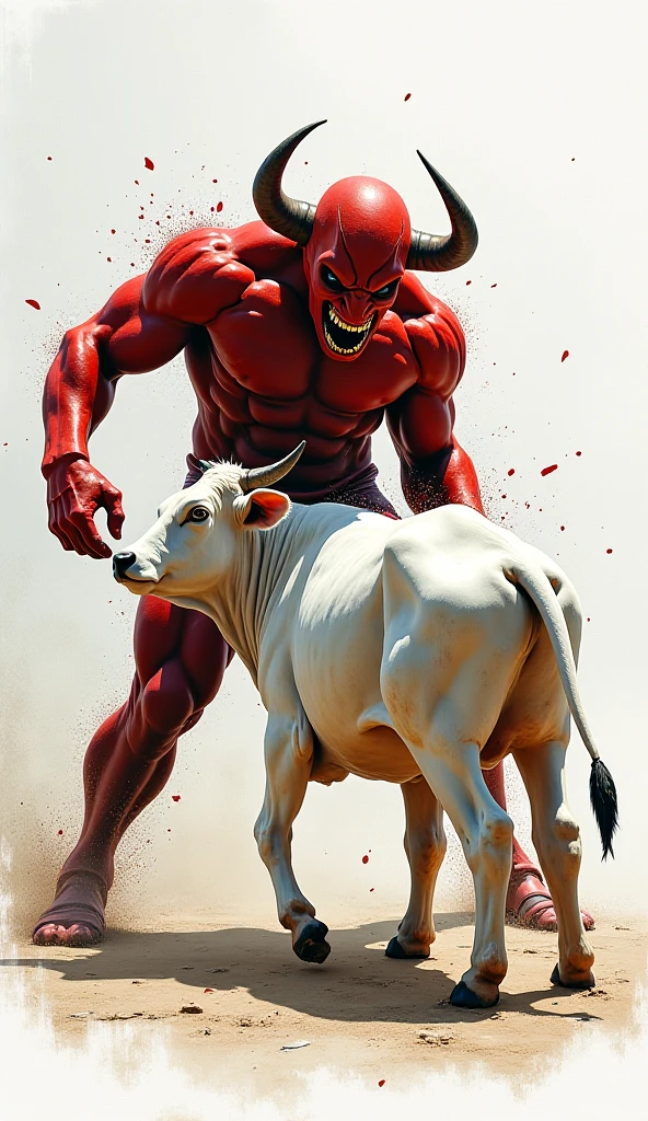 Solo, male (((bull, bovine, green eyes, muscular, big pecs, abs, pink nipples, grey body, grey fur, black eyebrows, black hair, broken horn, horns, pink nose, nose ring, muscular thighs, black thong, big bulge))) standing, flexing, silver piercing, perfect anatomy, full body, by darkgem, by mystikfox61, by glitter trap boy