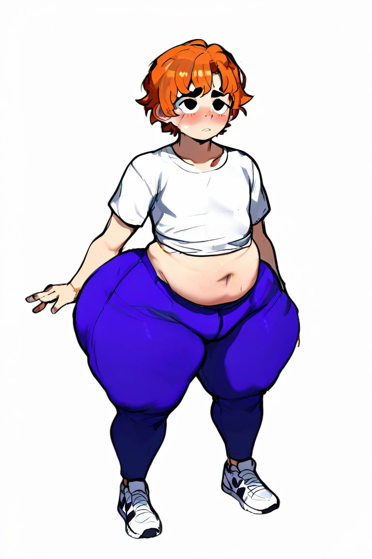 Illustration of a ((Handsome))Anime fat man with a big belly , fat man, extremely face face , morbidly obese, insanely inflated hips,fat thighs, fat butt , big stomach, his belly is fat , background ( bedroom ), expression ( seduce, eyelids lowered, smile)(anime boy )), (((Tan skin))), ((white and pink hair)),(( hair Styled into a Bunand braided ponytail )) , ((white half jacket)) ((Skimpy white shorts)) , ,(evil aura)), anime artstyle, anime art style, unknown artstyle, aura, accurate, 2 d anime style, , high quality anime artstyle, yandere((masterpiece, High aesthetic, high quality))