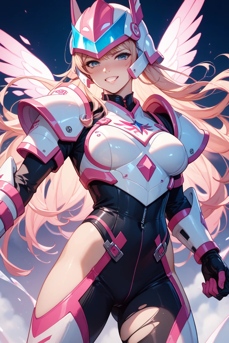 ((ultra high resolution 8k)) the most beautiful girl,the most beautiful of all, pink lips,Digimon\(Angewomon\), transparent fiber helmet, ((/helmet with transparent blue lenses/)), gripping glasses, sexy pose, sexy outfit,\(angewomon\),1girl,solo,large_breasts, cyberpunk, pastel colors,add effect at the end((/finished masterpiece with extreme intricate details/))