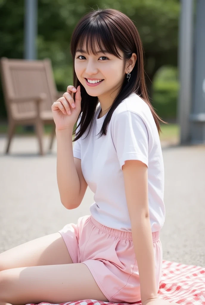 laughter、I can see white panties、Side waves with a short cut、
