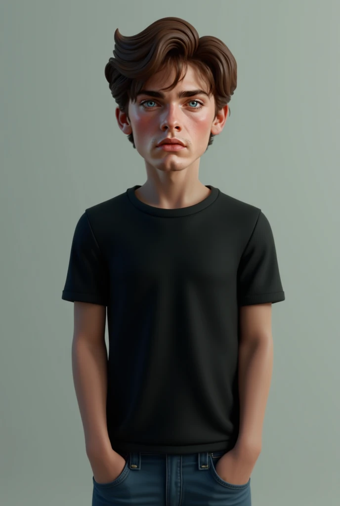 ??? around 14 1,70cm in height red shirt tight shoulders,stomach wider than the shoulders