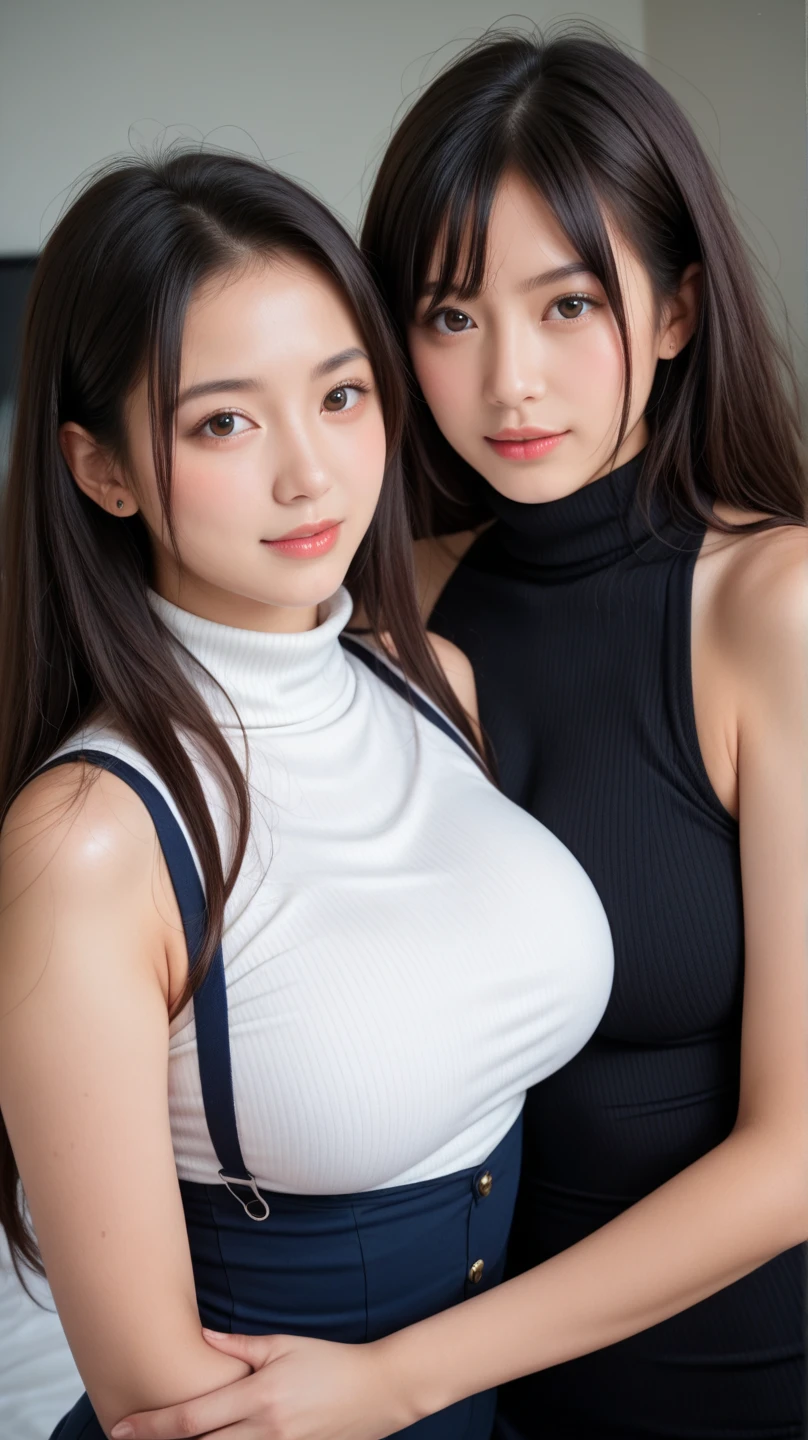(best quality, high quality:1.4), very pretty face, And very pretty eyes, cute images, nice image, Beautiful, Adorable, crazy about love, pale skin, (real、photorealistic:2.0)、(masterpiece)、(highest quality:1.8)、(ultra high resolution:2.0)、(Live shooting:1.5)、BREAK is、((highest quality、ultra high resolution、masterpiece:1.8))、(写真real:1.8)、(hyper realistic:2.0)、(Beautiful woman with perfect style 1.8)、(short hair braids:1.7)、(slender:1.5)、(beautiful breasts:1.5)、Natural light、detailed face、(Highly detailed face and skin texture:1.5)、(Highly detailed body and skin texture:1.5)、detailed eyes、(short hair braids:1.5)、(exposing nipples:1.8)、(exposing breasts:1.8) BREAK (very pale skin:1.9)、(18-year-old:1.8)、(Bodysuit that looks like it will come off:1.8)、(cinematic light:1.5)、(cute face:1.5)、(baby face:1.6)、(black tight rubber suit:1.8)、(first round:1.3)、(a shy look:1.8)、(shyness:1.8)、(model body shape:1.3)、(cute face like an idol:1.8)、(small face:1.8)、(beautiful girl:1.5)、(lower the bodysuit below the chest:1.6)、(breasts exposed:1.7)、(nipples are exposed:1.7)、(show off your chest:1.5)、(emphasize the chest:1.5)、(Doesn't cover the nipples:1.5)、(tits:1.5) BREAK is (sexual acts between women:1.8)、(two women flirting:1.8)、(Bian:1.7)、(the most beautiful girl on earth:1.8) BREAK is (Bodysuit that cuts into your skin:1.5)、(natural big boobs:1.3)、(beautiful proportions:1.5)、BREAK is (Luxury Lounge:1.5)、(いやらしい2人のbeautiful girl:1.7)