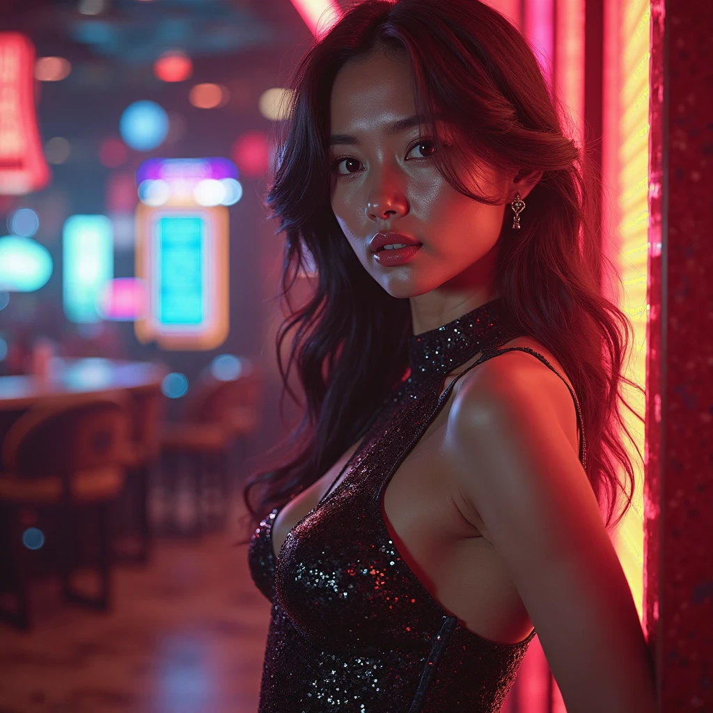 korean 14 yo with big breasts good cleavage, young stripper without clothes at a crazy nightclub