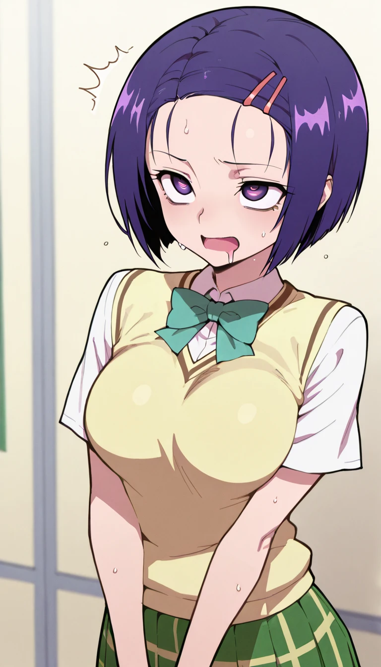 pov,1 boy, penis, breasts blowjob, paizuri, penis is between breasts, penis in breasts, breast squeeze,yozakura (senran kagura),moist ,naughty face,orgasm, trembling, indoors, sweat, femdom, clothed female nude male, reach-around, penis,moist eyes, calm expression, love, Sweet smile