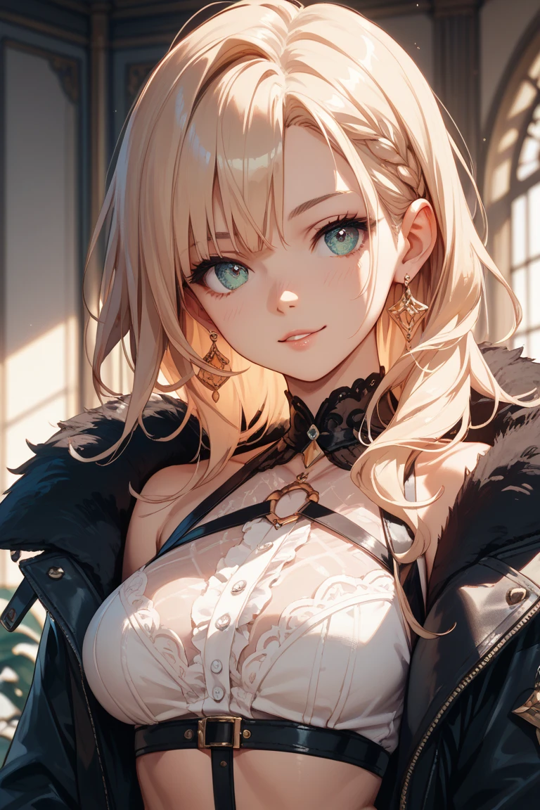 (photorealistic:1.4), (masterpiece, sidelighting, finely detailed beautiful eyes: 1.2), masterpiece*portrait, realistic, 3d face, glowing eyes, shiny hair, lustrous skin, solo, embarassed, (midriff), black underwear, blonde hair,nude