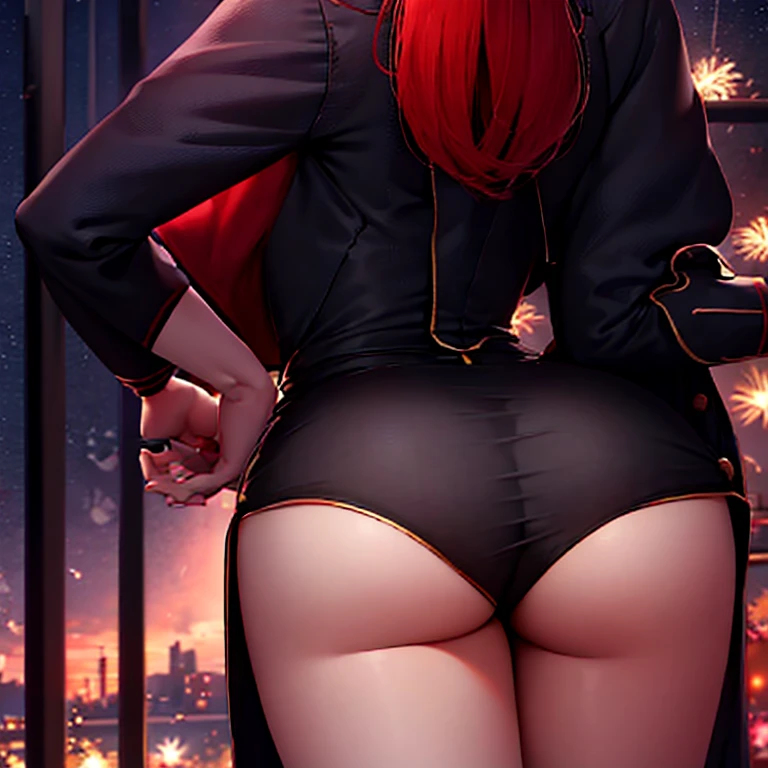 Masterpiece, top quality, best quality, official art, beautiful and aesthetic, anime, 1girl,extremely detailed, colorful, more detailed ((ultra-detailed)), (highly detailed CG illustration), castle, night, moon, moonlight, stars, starfall,
megumin, short hair, dress,red eyes,shy face,deteiled skin,perfect skin, tight red dress, hat, witch hat, belt, magic staff, skinny fit, small breast, small ass, stockings,stocking suspenders, red panties, in center, heels, from behind, bend over.