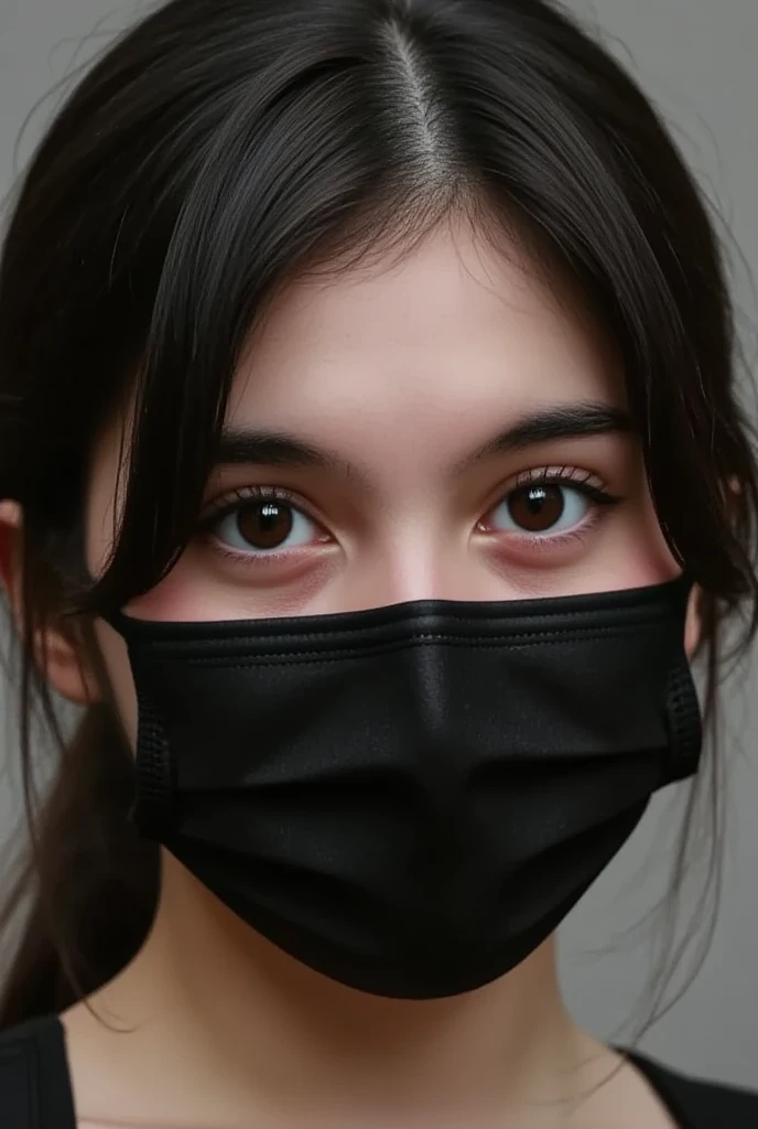 A dark background with a person taking off a mask, 