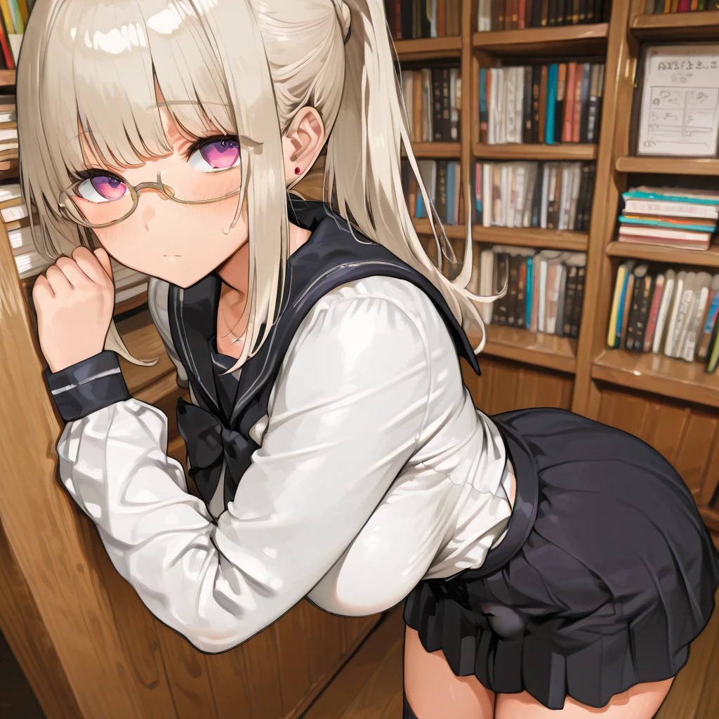 BREAK Perfect Anatomy、Highest quality、(cute:1.1)、(cute)、(High resolution:1.2)、Unbelievably absurd:1.3、Incredible illustrations、(cuteイラスト:1.2)、nsfw,(Beautiful background、Public toilet、1girl(Silver Hair、Very Long、beret、Cotton shirt、Check skirt、school bag、Glasses、Headphones(spats、half undress),shackles,restrained) height 1.6meters, glamorous 40kg)(、)( Sex preparation:1.2、suspended congress),pussy juice:1.2,(1boy,penis) ,