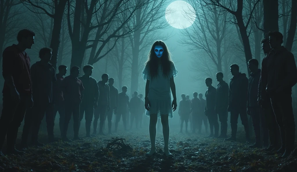 An image of Sadako wearing white clothes and VR goggles shooting a soccer ball. Add some horror elements and shoot with VR goggles.