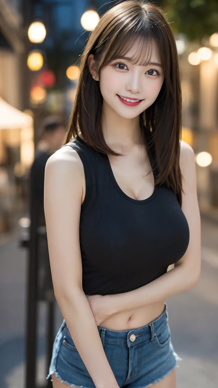 Highly detailed CG Unity 8K wallpaper, highest quality, Super detailed, masterpiece, realistic, photo realistic, Highly detailed cute girl, 25 years old, (whole bodyからつま先まで:1.4)、(whole body)、(whole body to toes)、(shot from the side)、(sitting on the hood of a car)、(lace queen)、(sexy pose),(model pose)、(big breasts)、(big ass)、(smile at the camera)、
(Sponsored and wearing grid girl costume'logo is printed.:1.3), (shorts) , (sitting in a motorsport race), (cleavage), smile ,whole bodyショット ,(Side view)、(side shot)、(smile at the camera)、