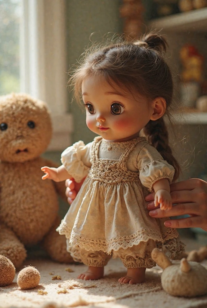 Rag doll with one sewn on the forehead