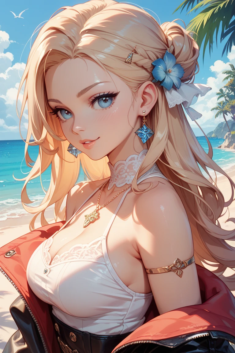Três lindas mulheres de pele clara em biquínis posam para uma foto de grupo at beach, seductive anime girls, beautiful and seductive anime woman, Guviz-style artwork, perfect white haired girl, Guviz, cute anime girl, ross tran. Background of the scene, at beach, Beautiful Anime Woman, trends on artstation pixiv, 极其详细的Artgerm, Beautiful anime beauty，Extra large breasts，blush，perfect body slim curves，8K romantic art photos，