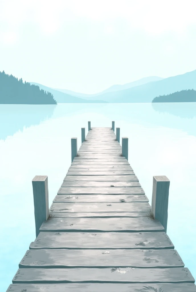 Sketch of a pier on a lake, side view