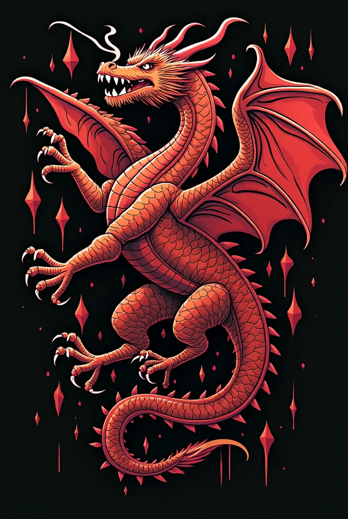 Red Canada T-shirt with a white dragon